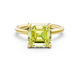 Yellow gold Fancy Yellow Asscher  Solitaire Diamond Ring with Four-Prong Setting on a Plain Band_20