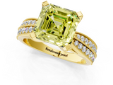 Yellow gold Fancy Yellow Asscher  Solitaire Diamond Ring with Milgrain Pavé Band and Four-Prong Setting_55