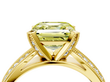 Yellow gold Fancy Yellow Asscher  Solitaire Diamond Ring with Milgrain Pavé Band and Four-Prong Setting_58