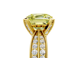Yellow gold Fancy Yellow Asscher  Solitaire Diamond Ring with Milgrain Pavé Band and Four-Prong Setting_59