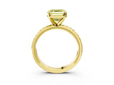Yellow gold Fancy Yellow Asscher  Solitaire Diamond Ring with Milgrain and Black Enamel X Pattern Band_49