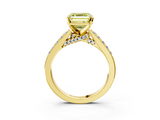 Yellow gold Fancy Yellow Asscher  Solitaire Diamond Ring with Pavé Band and Four-Prong Setting_3