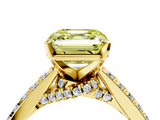 Yellow gold Fancy Yellow Asscher  Solitaire Diamond Ring with Pavé Band and Four-Prong Setting_4