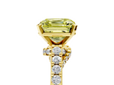 Yellow gold Fancy Yellow Asscher  Solitaire Diamond Ring with Pavé Band and Four-Prong Setting_5