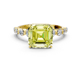 Yellow gold Fancy Yellow Asscher  Solitaire Diamond Ring with Pave Band and Four-Prong Setting_17