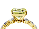 Yellow gold Fancy Yellow Asscher  Solitaire Diamond Ring with Pave Band and Four-Prong Setting_21