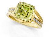 Yellow gold Fancy Yellow Asscher  Solitaire Diamond Ring with Split Shank and Prong Setting_1