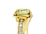 Yellow gold Fancy Yellow Asscher  Solitaire Diamond Ring with Split Shank and Prong Setting_5