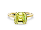 Yellow gold Fancy Yellow Asscher  Solitaire Diamond Ring with a Classic Band and Four-Prong Setting 1