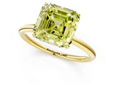 Yellow gold Fancy Yellow Asscher  Solitaire Diamond Ring with a Classic Band and Four-Prong Setting 2