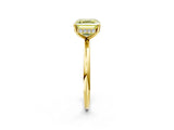Yellow gold Fancy Yellow Asscher  Solitaire Diamond Ring with a Classic Band and Four-Prong Setting 3