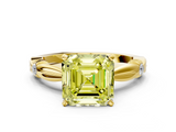 Yellow gold Fancy Yellow Asscher  Solitaire Diamond Twisted Band with Four-Prong Setting