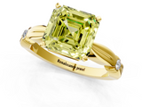 Yellow gold Fancy Yellow Asscher  Solitaire Diamond Twisted Band with Four-Prong Setting_1