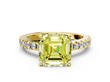 Yellow gold Fancy Yellow Asscher  Solitaire Diamond with Pavé Band and Four-Prong Setting_18