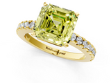 Yellow gold Fancy Yellow Asscher  Solitaire Diamond with Pavé Band and Four-Prong Setting_19