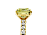 Yellow gold Fancy Yellow Asscher  Solitaire Diamond with Pavé Band and Four-Prong Setting_23