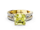 Yellow gold Fancy Yellow Asscher  Solitaire Diamond with Pave and Channel Set Band_16