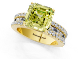 Yellow gold Fancy Yellow Asscher  Solitaire Diamond with Pave and Channel Set Band_17