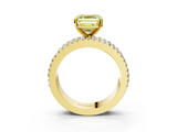 Yellow gold Fancy Yellow Asscher  Solitaire Diamond with Pave and Channel Set Band_19
