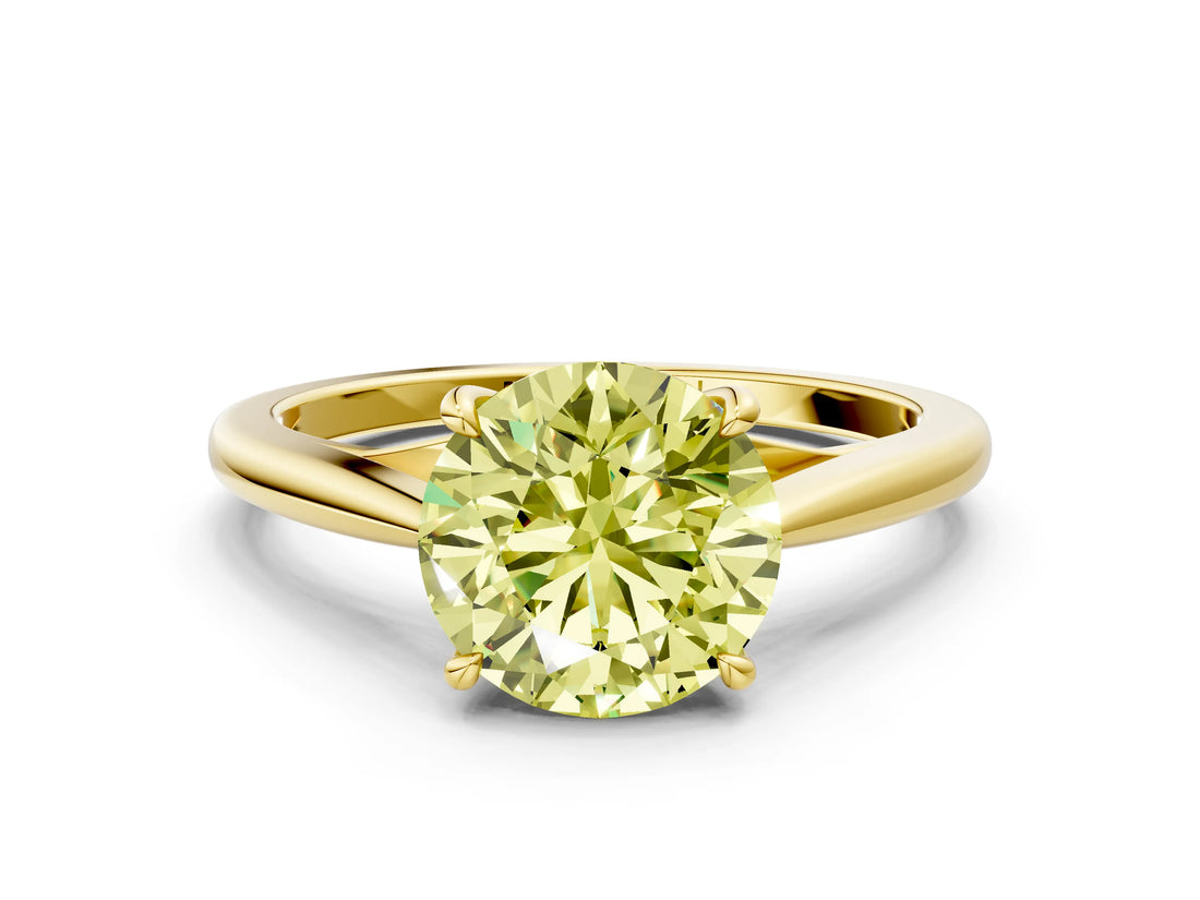 Yellow gold Fancy Yellow Asscher  Solitaire Engagement Ring with Four-Prong Setting and Classic Band 1