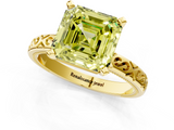 Yellow gold Fancy Yellow Asscher  Solitaire Engagement Ring with Scrollwork Band and Four-Prong Setting_18