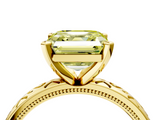 Yellow gold Fancy Yellow Asscher  Solitaire Engagement Ring with Scrollwork Band and Four-Prong Setting_21