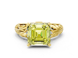 Yellow gold Fancy Yellow Asscher  Solitaire Filigree Engagement Ring with Halo and Prong Setting_17