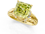 Yellow gold Fancy Yellow Asscher  Solitaire Filigree Engagement Ring with Halo and Prong Setting_18