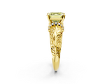 Yellow gold Fancy Yellow Asscher  Solitaire Filigree Engagement Ring with Halo and Prong Setting_19