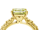 Yellow gold Fancy Yellow Asscher  Solitaire Floral Milgrain Engagement Ring_102