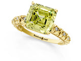 Yellow gold Fancy Yellow Asscher  Solitaire Floral Milgrain Engagement Ring_99