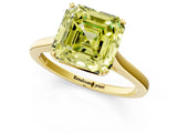 Yellow gold Fancy Yellow Asscher  Solitaire Heart Prong Engagement Ring with Tapered Band_73