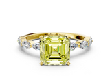 Yellow gold Fancy Yellow Asscher  Solitaire Marquise Side Stone Prong Setting Ring_16