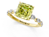Yellow gold Fancy Yellow Asscher  Solitaire Marquise Side Stone Prong Setting Ring_17