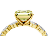 Yellow gold Fancy Yellow Asscher  Solitaire Marquise Side Stone Prong Setting Ring_20