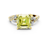 Yellow gold Fancy Yellow Asscher  Solitaire Marquise Twist Band with Six-Prong Setting