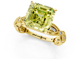 Yellow gold Fancy Yellow Asscher  Solitaire Milgrain Diamond Engagement Ring with Bezel and Marquise Band_1