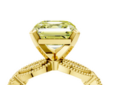 Yellow gold Fancy Yellow Asscher  Solitaire Milgrain Diamond Engagement Ring with Bezel and Marquise Band_4