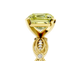 Yellow gold Fancy Yellow Asscher  Solitaire Milgrain Diamond Engagement Ring with Bezel and Marquise Band_5