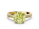 Yellow gold Fancy Yellow Asscher  Solitaire Pavé Band Prong Setting Ring