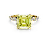 Yellow gold Fancy Yellow Asscher  Solitaire Pavé Diamond Engagement Ring with Four-Prong Setting_17