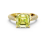 Yellow gold Fancy Yellow Asscher  Solitaire Pavé Diamond Engagement Ring with Four-Prong Setting_17