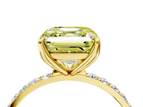 Yellow gold Fancy Yellow Asscher  Solitaire Pavé Diamond Engagement Ring with Four-Prong Setting_21