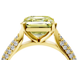 Yellow gold Fancy Yellow Asscher  Solitaire Pavé Diamond Engagement Ring with Four-Prong Setting_21