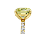 Yellow gold Fancy Yellow Asscher  Solitaire Pavé Diamond Engagement Ring with Four-Prong Setting_22