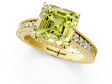 Yellow gold Fancy Yellow Asscher  Solitaire Pavé Diamond Milgrain Engagement Ring with Four-Prong Setting_1