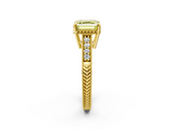 Yellow gold Fancy Yellow Asscher  Solitaire Pavé Diamond Milgrain Engagement Ring with Four-Prong Setting_2