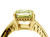 Yellow gold Fancy Yellow Asscher  Solitaire Pavé Diamond Milgrain Engagement Ring with Four-Prong Setting_4