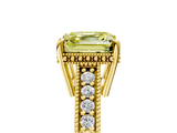 Yellow gold Fancy Yellow Asscher  Solitaire Pavé Diamond Milgrain Engagement Ring with Four-Prong Setting_5