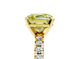 Yellow gold Fancy Yellow Asscher  Solitaire Pave Diamond Engagement Ring with Four-Prong Setting_5